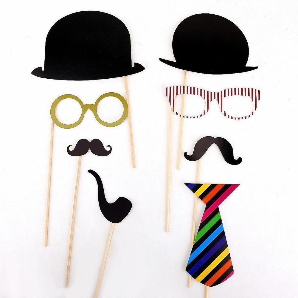 58PCS Masks Photo Booth Props Mustache On A Stick Birthday Wedding Party DIY TDH