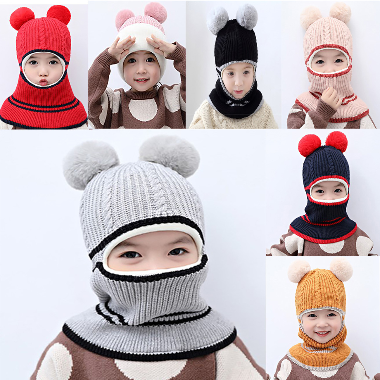 Toddler Kids Baby Girl/&Boy Pom Hat Winter Warm Crochet Knit Beanie Cap Scarf Set