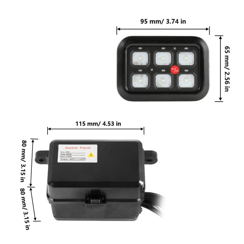 AUXBEAM 6Gang Switch Panel On-Off LED Circuit Control Box For Car Truck