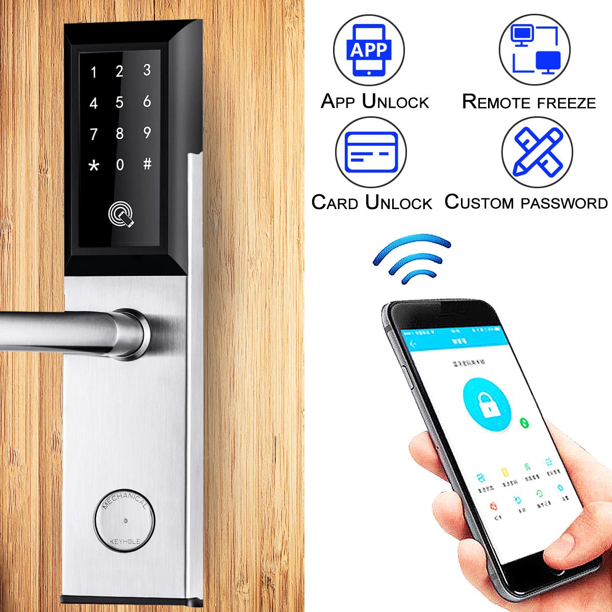 Details About Digital Wifi Bluetooth Remote Smart Door Lock Cell Phone App Key Password Cards