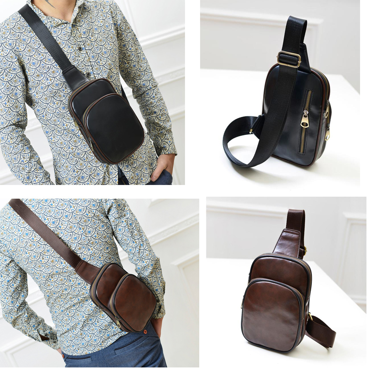 Men's Leather Chest Sling Pack Cross Body Shoulder Bag Sport Backpack  Satchel | eBay