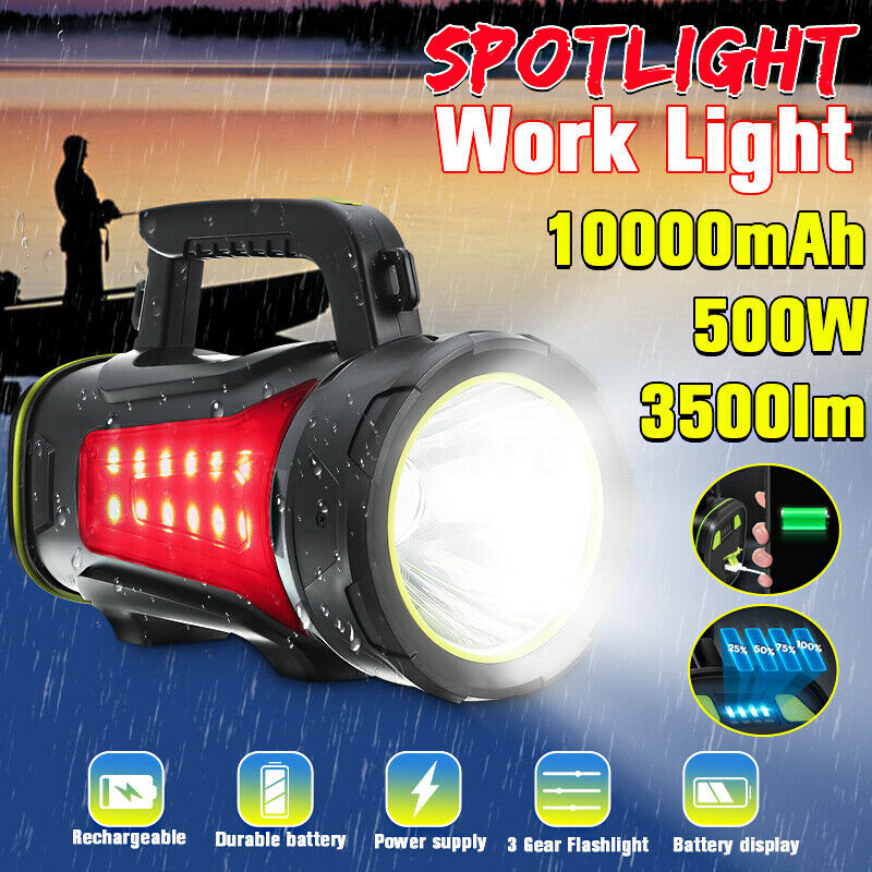 Super Bright LED Searchlight Spotlight Rechargeable Flashlight Torch Work Light