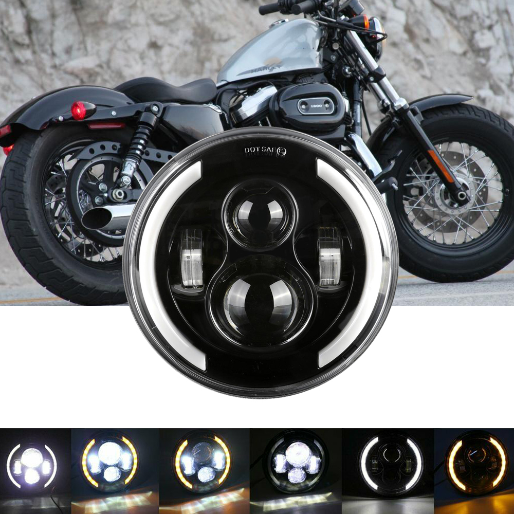 DOT 7/" inch Motorcycle Headlight Round CREE LED Projector For Harley Cafe Racer