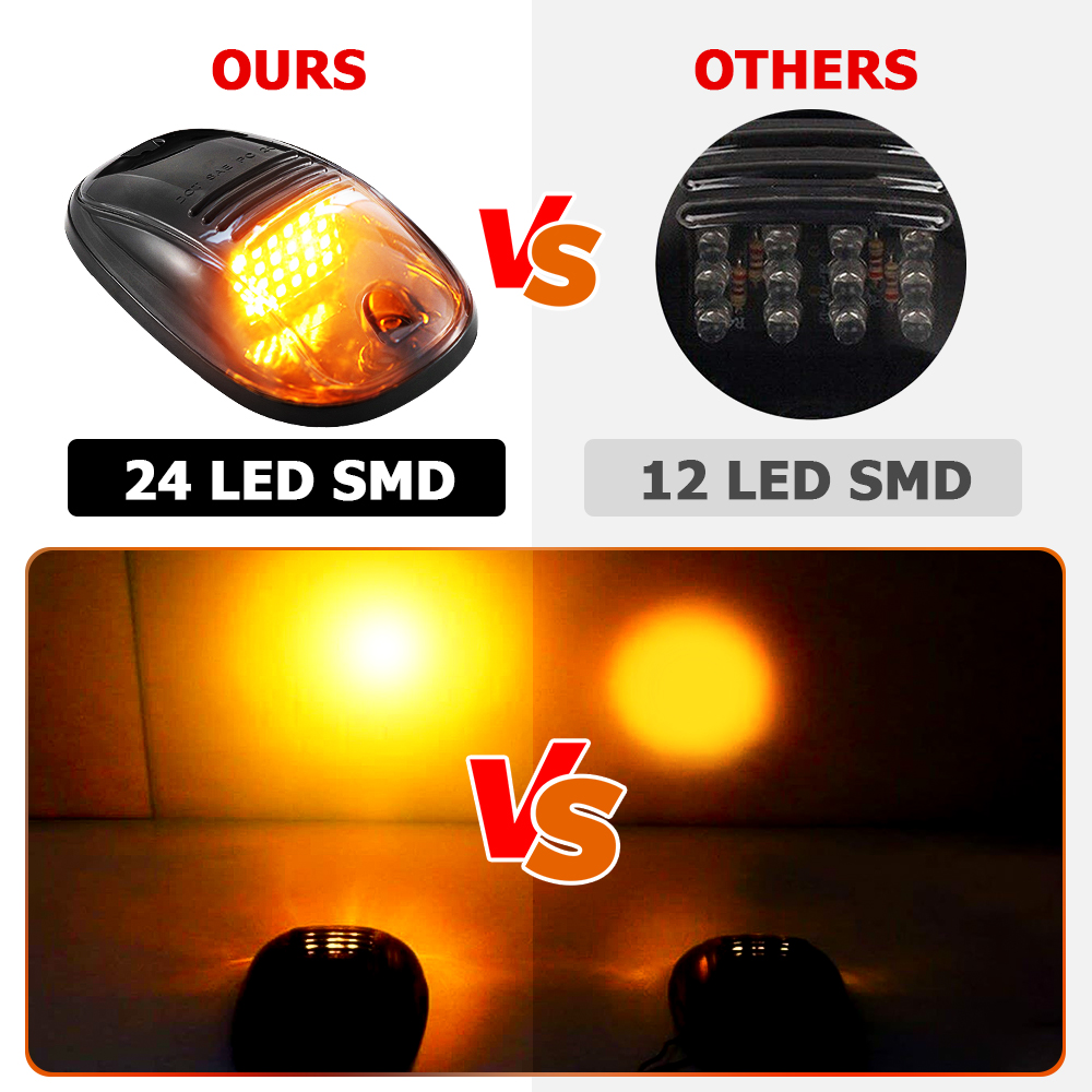 5x Roof Smoke Lens Cab Top Marker Running Amber Lights LED