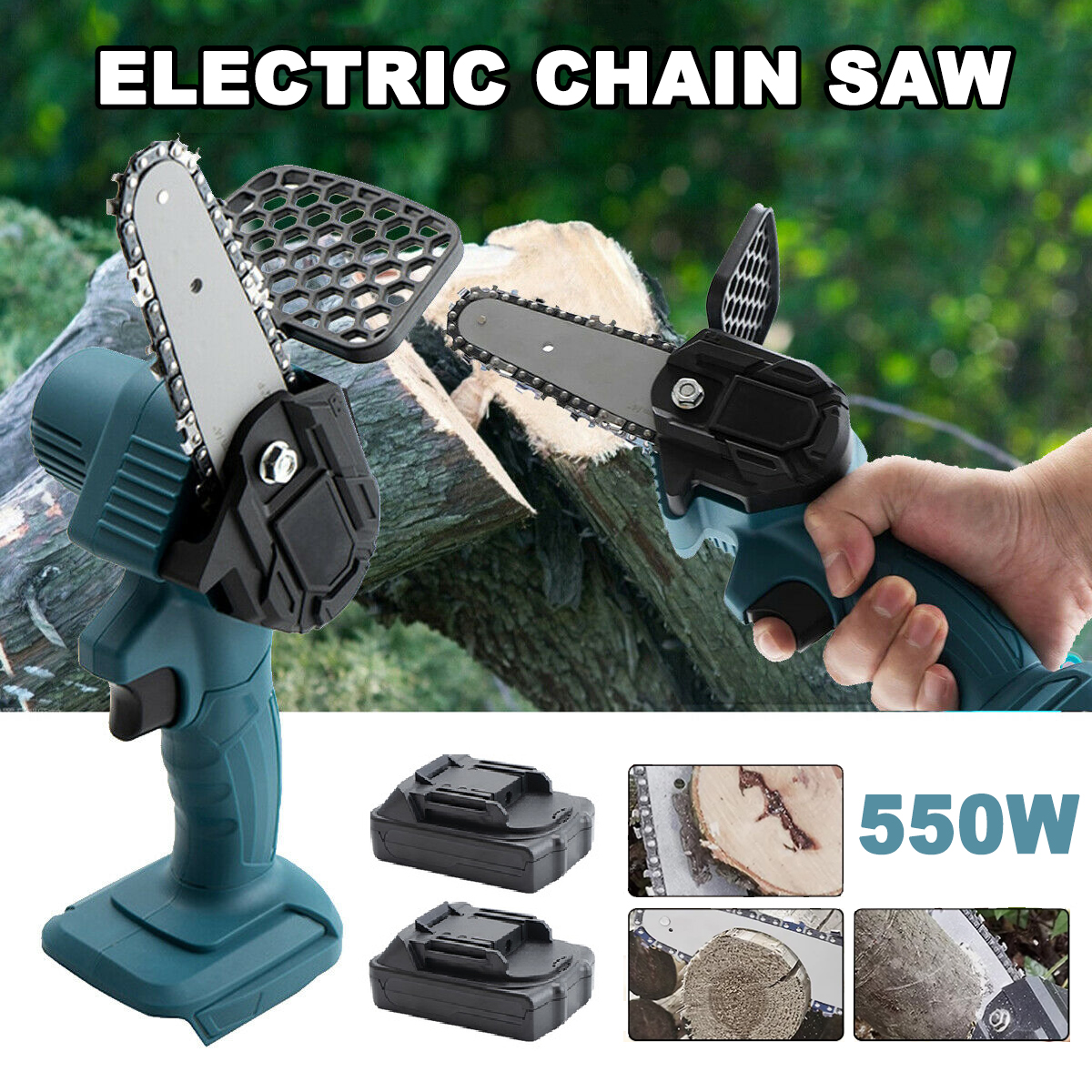 550W 24V Mini Einhandsäge Elektrische Kettensäge wiederaufladbarer Holzschneider