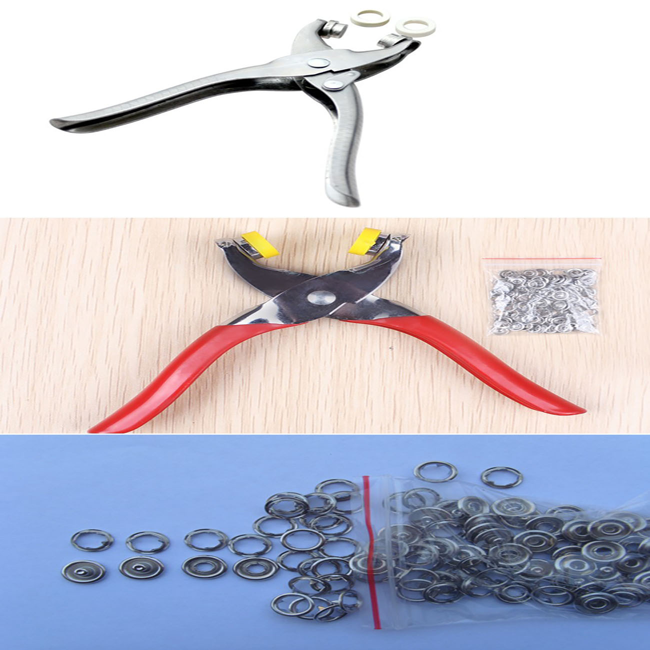 6inch Fastener Snap Buttons Prong Ring Fastener Pliers Stud Press ...