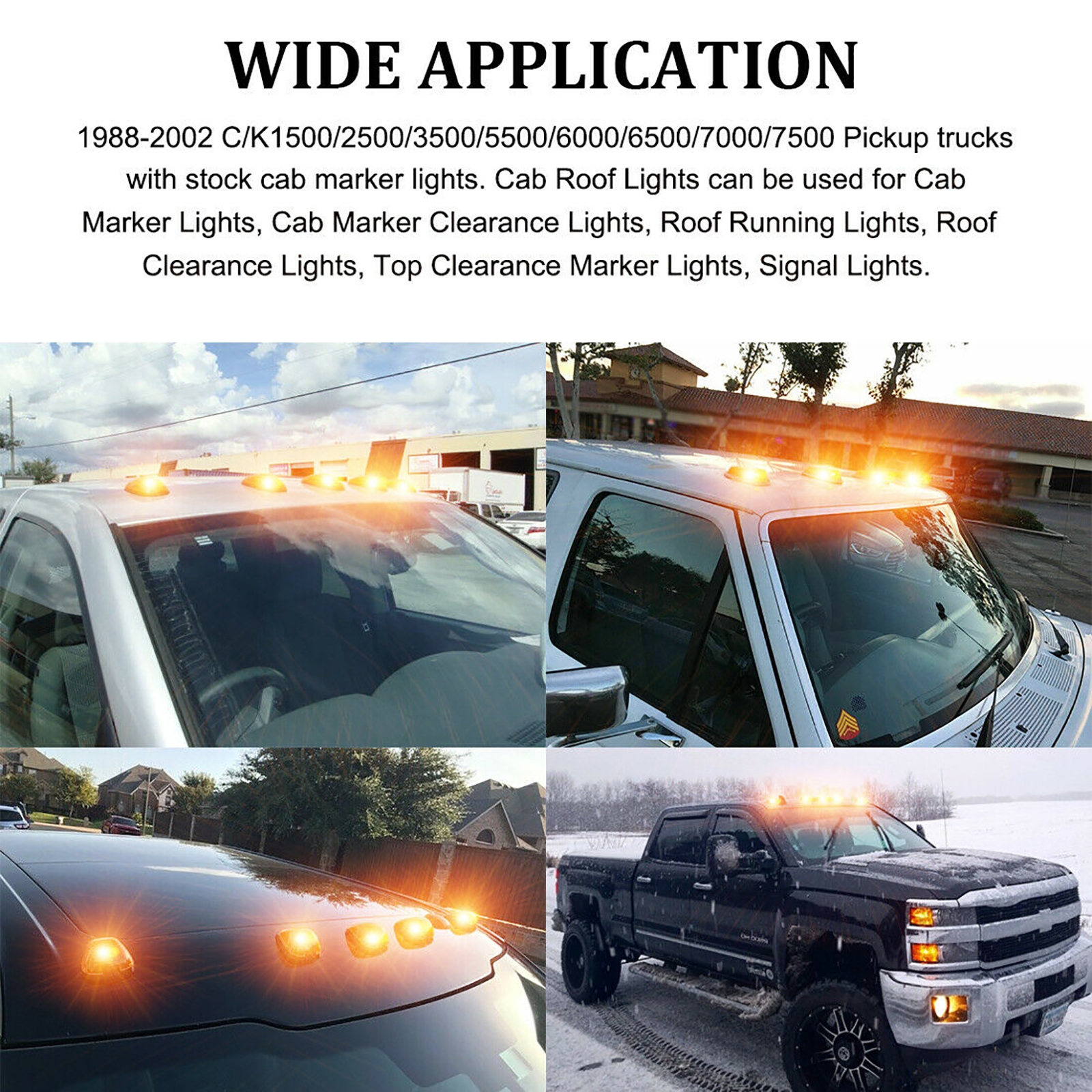 5pcs LED Cab Roof Top Running Marker Lights Amber for