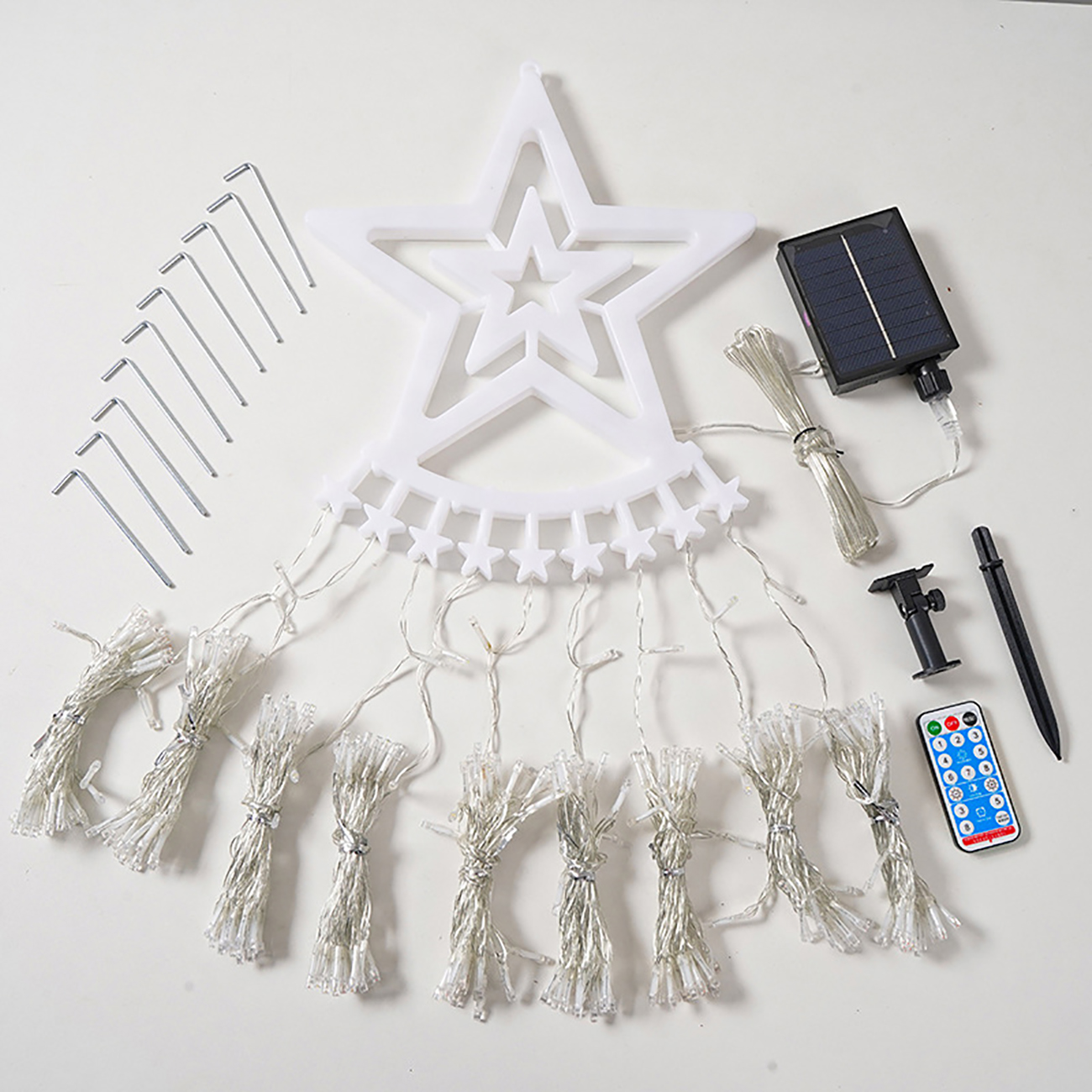 LED Solar Star Waterfall Light String Lights Remote Control Christmas Tree  Decor