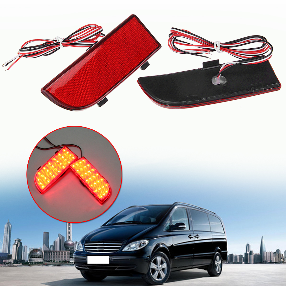 Nrpfell Rear Bumper LED Tail Light Brake Light Reflector for Mercedes Sprinter W906 2006-2016 Vito Viano W639 2003-2014