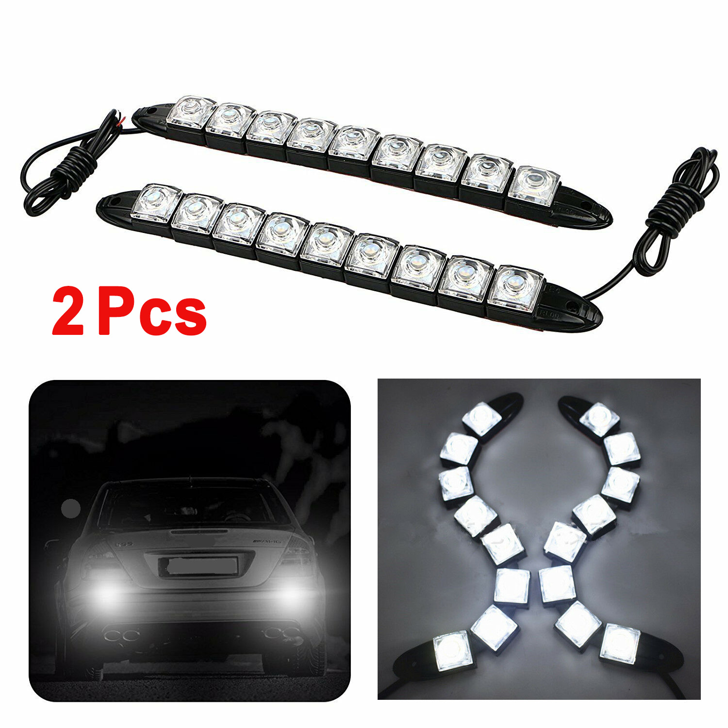 Universal 9 Led Daytime Running Light Drl Fog Lamp Day Lights Daylight Kit 12v Ebay