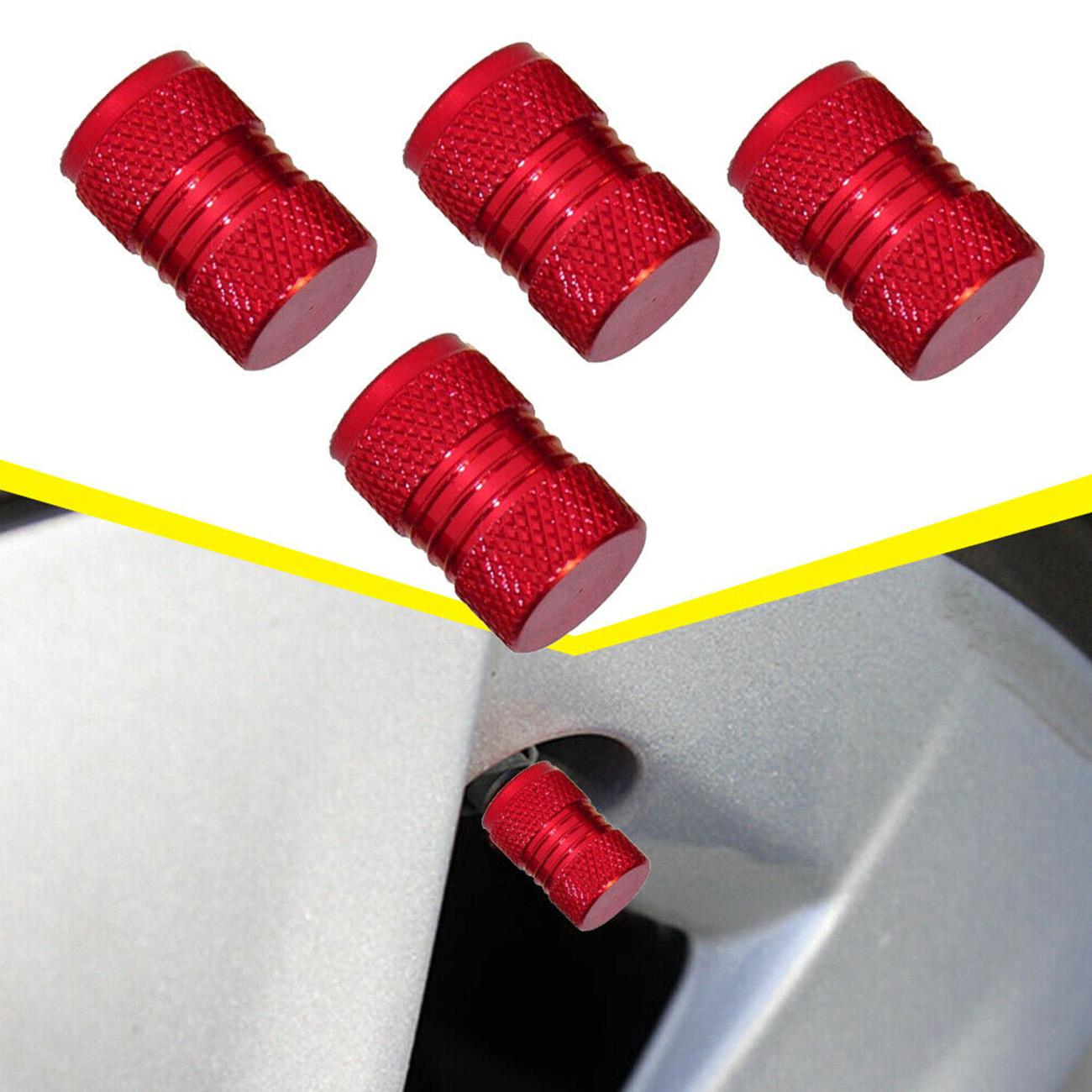 4x Car Red Aluminum Tire Rim Valve Wheel Air Port Stems Cap Cover Accessories L