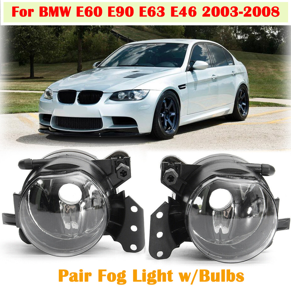 Pair Front Fog Lights Lamps Housing Clear For BMW E60 E61 E63 E46 X3 325i 525i