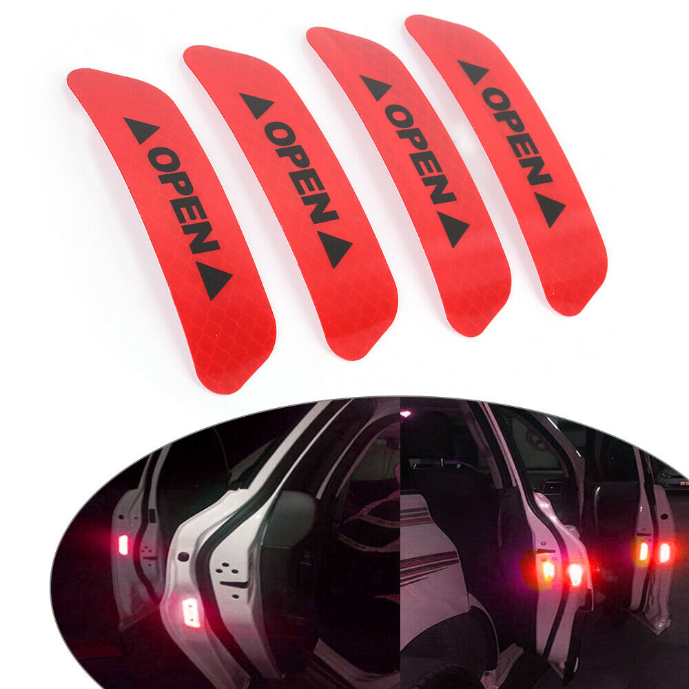 4x Car Door Open Sticker Reflective Safety Warning Auto Decal Film Red