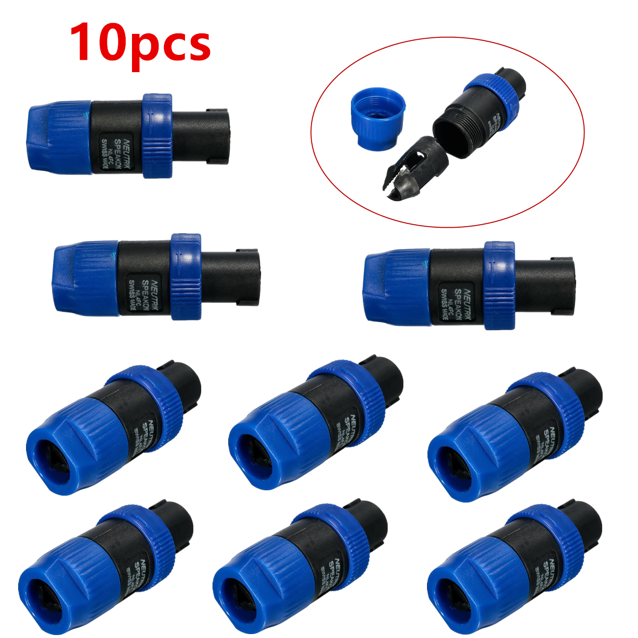 10pcs 4-Pole Male Speakon Audio Cable Connector Speaker Plug for NEUTRIK NL4FC
