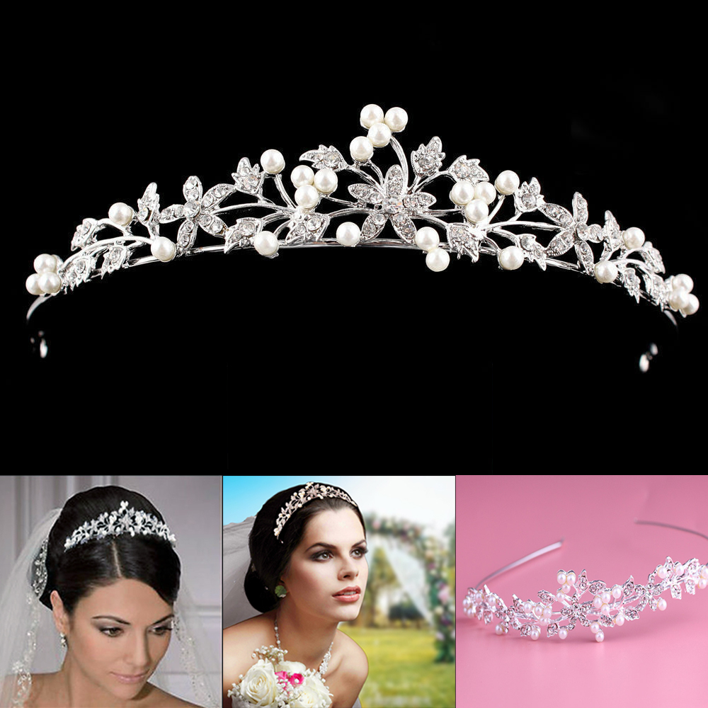 Crystal AB Rhinestone Silver tone Tiara Princess Prom Wedding Bridal Hair Jewelry Quinceanera Pageant headband Crown AB0921